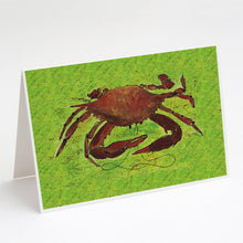 Load image into Gallery viewer, Crab on Green Greeting Cards -  Blank Note Cards – 8-Pack of Artist-Designed Cards with Envelopes