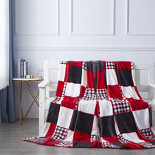 Load image into Gallery viewer, Tache Holiday Red Farmhouse Plaid Patchwork Flannel Throw Blanket (4025)