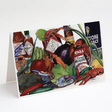 Load image into Gallery viewer, Crawfish with Louisiana Spices Greeting Cards -  Blank Note Cards – 8-Pack of Artist-Designed Cards with Envelopes