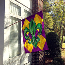 Load image into Gallery viewer, Mardi Gras Harlequin Fleur de lis Flag Canvas House Size