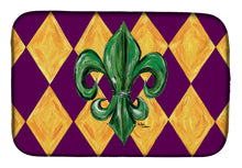 Load image into Gallery viewer, Mardi Gras Fleur de lis Purple Green and Gold Dish Drying Mat – Absorbent, Artistic Kitchen Essentials 8133DDM