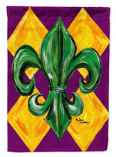 Load image into Gallery viewer, Mardi Gras Harlequin Fleur de lis Garden Flag – Decorative Outdoor Yard Flag