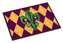 Load image into Gallery viewer, Mardi Gras Fleur de lis Purple Green and Gold Doormat - 24x36 Decorative Floor Mat – Indoor/Outdoor Rug