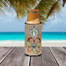 Load image into Gallery viewer, Crab Shrimp Pelican Crab and Gator Fleur de lis Slim Can Hugger – Fun &amp; Functional Drink Coolers 8134MUK
