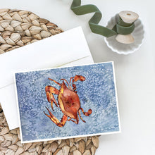 Load image into Gallery viewer, Cooked Crab Cool Blue Water Greeting Cards -  Blank Note Cards – 8-Pack of Artist-Designed Cards with Envelopes