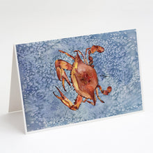 Load image into Gallery viewer, Cooked Crab Cool Blue Water Greeting Cards -  Blank Note Cards – 8-Pack of Artist-Designed Cards with Envelopes