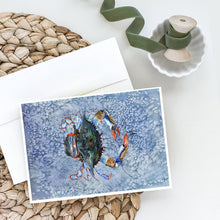 Load image into Gallery viewer, Female Blue Crab Cool Blue Water Greeting Cards -  Blank Note Cards – 8-Pack of Artist-Designed Cards with Envelopes