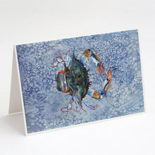 Load image into Gallery viewer, Female Blue Crab Cool Blue Water Greeting Cards -  Blank Note Cards – 8-Pack of Artist-Designed Cards with Envelopes