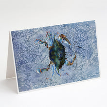 Load image into Gallery viewer, Male Blue Crab Cool Blue Water Greeting Cards -  Blank Note Cards – 8-Pack of Artist-Designed Cards with Envelopes