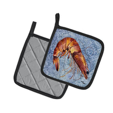 Load image into Gallery viewer, Cooked Shrimp Cool Blue Water Pot Holders - Set of 2 Decorative Kitchen Helpers | Made in the USA 8153PTHD
