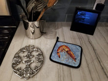 Load image into Gallery viewer, Cooked Shrimp Cool Blue Water Pot Holders - Set of 2 Decorative Kitchen Helpers | Made in the USA 8153PTHD