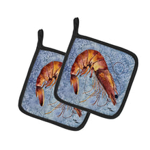 Load image into Gallery viewer, Cooked Shrimp Cool Blue Water Pot Holders - Set of 2 Decorative Kitchen Helpers | Made in the USA 8153PTHD