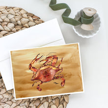 Load image into Gallery viewer, Cooked Crab Sandy Beach Greeting Cards -  Blank Note Cards – 8-Pack of Artist-Designed Cards with Envelopes