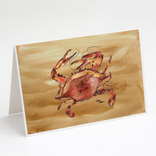 Load image into Gallery viewer, Cooked Crab Sandy Beach Greeting Cards -  Blank Note Cards – 8-Pack of Artist-Designed Cards with Envelopes