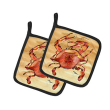 Load image into Gallery viewer, Cooked Crab Sandy Beach Pot Holders - Set of 2 Decorative Kitchen Helpers | Made in the USA 8154PTHD