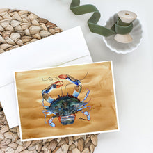 Load image into Gallery viewer, Female Blue Crab Sandy Beach Greeting Cards -  Blank Note Cards – 8-Pack of Artist-Designed Cards with Envelopes