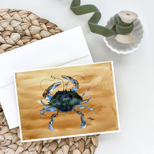 Load image into Gallery viewer, Blue Male Crab  Sandy Beach Greeting Cards -  Blank Note Cards – 8-Pack of Artist-Designed Cards with Envelopes