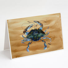 Load image into Gallery viewer, Blue Male Crab  Sandy Beach Greeting Cards -  Blank Note Cards – 8-Pack of Artist-Designed Cards with Envelopes