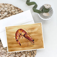 Load image into Gallery viewer, Cooked Shrimp  Sandy Beach Greeting Cards -  Blank Note Cards – 8-Pack of Artist-Designed Cards with Envelopes