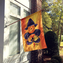 Load image into Gallery viewer, Halloween Pumpkin Bat Fleur de lis Flag Canvas House Size