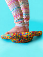 Load image into Gallery viewer, **Pre-order (Ships in 3-4 Weeks)**Flower-shaped Balance Board for Stepping Stones in Rainbow Confetti