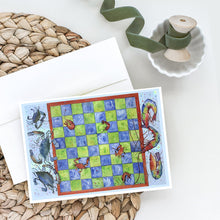 Load image into Gallery viewer, Crab and Shrimp Checkerboard Greeting Cards -  Blank Note Cards – 8-Pack of Artist-Designed Cards with Envelopes