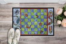 Load image into Gallery viewer, Crab and Shrimp Checkerboard Doormat - 24x36 Decorative Floor Mat – Indoor/Outdoor Rug
