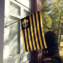 Load image into Gallery viewer, Black and Gold Fleur de lis Nation Flag Canvas House Size