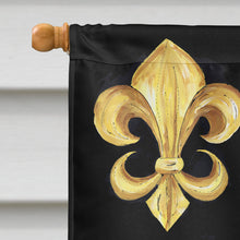 Load image into Gallery viewer, Black and Gold Fleur de lis Nation Flag Canvas House Size