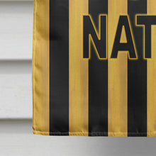 Load image into Gallery viewer, Black and Gold Fleur de lis Nation Flag Canvas House Size