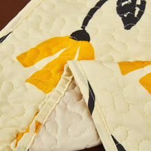 Load image into Gallery viewer, DaDa Bedding Botanical Floral Dining Table Placemats - Set of 4-Pieces Quilted Ivory with Yellow Fleur Golden Orange Spring Time Tulips - 13 x 19