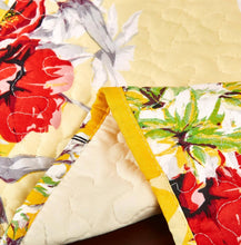 Load image into Gallery viewer, DaDa Bedding Radiant Sunshine Yellow Floral Dining Table Placemats - Set of 4-Pieces Quilted Hummingbirds Farmhouse Red Flowers - 13 x 19