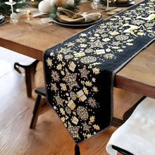 Load image into Gallery viewer, DaDa Bedding Magical Golden Reindeer Woven Tapestry Dining Table Runner (18272)