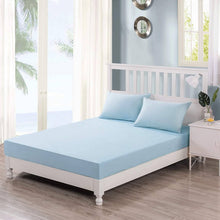Load image into Gallery viewer, DaDa Bedding Cotton Soothing Light Sky Blue Fitted Sheet (JHW-604)