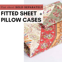 Load image into Gallery viewer, DaDa Bedding Botanical Cranberry Sage Chevron Floral Fitted Bed Sheet w/ Pillow Cases (JHW-924-Fitted)