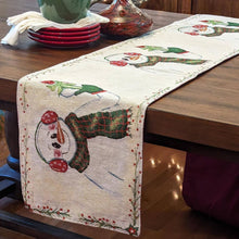 Load image into Gallery viewer, DaDa Bedding Magical Snowman Holiday Woven Tapestry Dining Table Runner (9733)