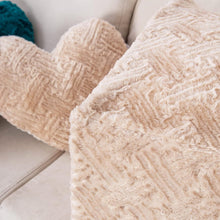 Load image into Gallery viewer, DaDa Bedding Heart Pillows Decorative Throw Pillows - Neutral Champagne Beige Heart Shaped Throw Toss Lap Fluffy Faux Fur Sherpa Pillows (16x14)