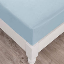 Load image into Gallery viewer, DaDa Bedding Cotton Soothing Light Sky Blue Fitted Sheet (JHW-604)