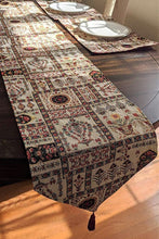 Load image into Gallery viewer, DaDalogy Bedding Cottage Mughal Floral Woven Tapestry Table Runner, Light Fleur White Botanical Vintage (18196)