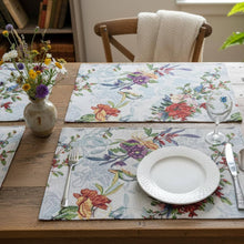 Load image into Gallery viewer, DaDa Bedding Set of 4-Pieces Tropical Sky Blue Birds Floral Tapestry Dining Table Placemats 13” x 19” (18116)