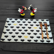 Load image into Gallery viewer, DaDa Bedding Set of 4-Pieces Lovely Yellow &amp; Black Hearts Tapestry Dining Table Placemats 13” x 19” (18113)