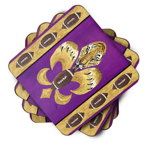 Load image into Gallery viewer, Tiger Football Fleur de lis Coasters - Set of 4 Lightweight Foam, Absorbent Drink Coasters