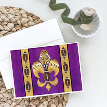 Load image into Gallery viewer, Tiger Football Fleur de lis Greeting Cards -  Blank Note Cards – 8-Pack of Artist-Designed Cards with Envelopes