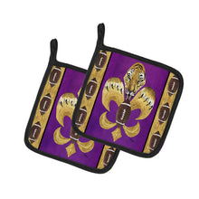 Load image into Gallery viewer, Tiger Football Fleur de lis Pot Holders - Set of 2 Decorative Kitchen Helpers | Made in the USA 8205PTHD