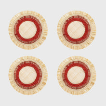 Load image into Gallery viewer, Ruffle edge straw coasters, red