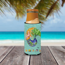 Load image into Gallery viewer, Blonde Mermaid on Teal Slim Can Hugger – Fun &amp; Functional Drink Coolers 8336MUK