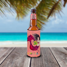 Load image into Gallery viewer, Black haired Mermaid on Red Slim Can Hugger – Fun &amp; Functional Drink Coolers 8338MUK