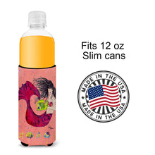 Load image into Gallery viewer, Black haired Mermaid on Red Slim Can Hugger – Fun &amp; Functional Drink Coolers 8338MUK