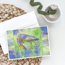 Load image into Gallery viewer, Shrimp Blues and Greens Greeting Cards -  Blank Note Cards – 8-Pack of Artist-Designed Cards with Envelopes
