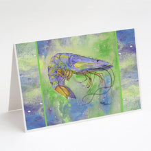 Load image into Gallery viewer, Shrimp Blues and Greens Greeting Cards -  Blank Note Cards – 8-Pack of Artist-Designed Cards with Envelopes